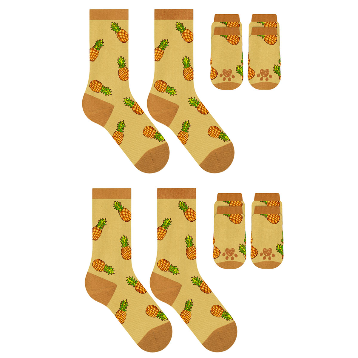 Novelty Matching Pet & Owner Fun Socks (2-Pair) - Pineapple