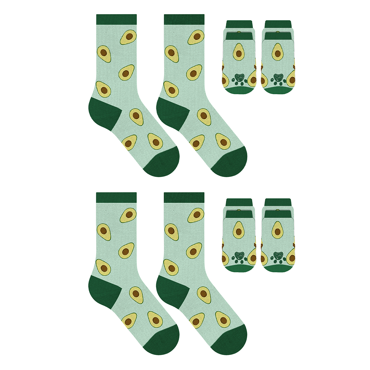 Novelty Matching Pet & Owner Fun Socks (2-Pair) - Avocado