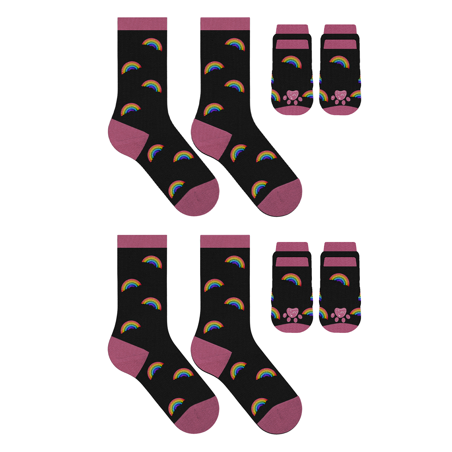 Novelty Matching Pet & Owner Fun Socks (2-Pair) - Rainbow