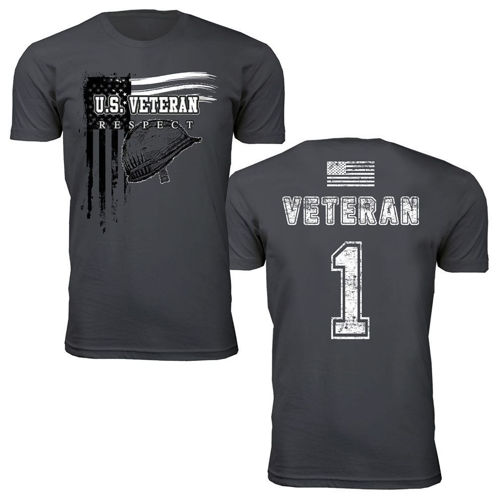 Men's Support Our U.S. Veterans T-Shirt - U.S. Veteran Respect - Charcoal / XL