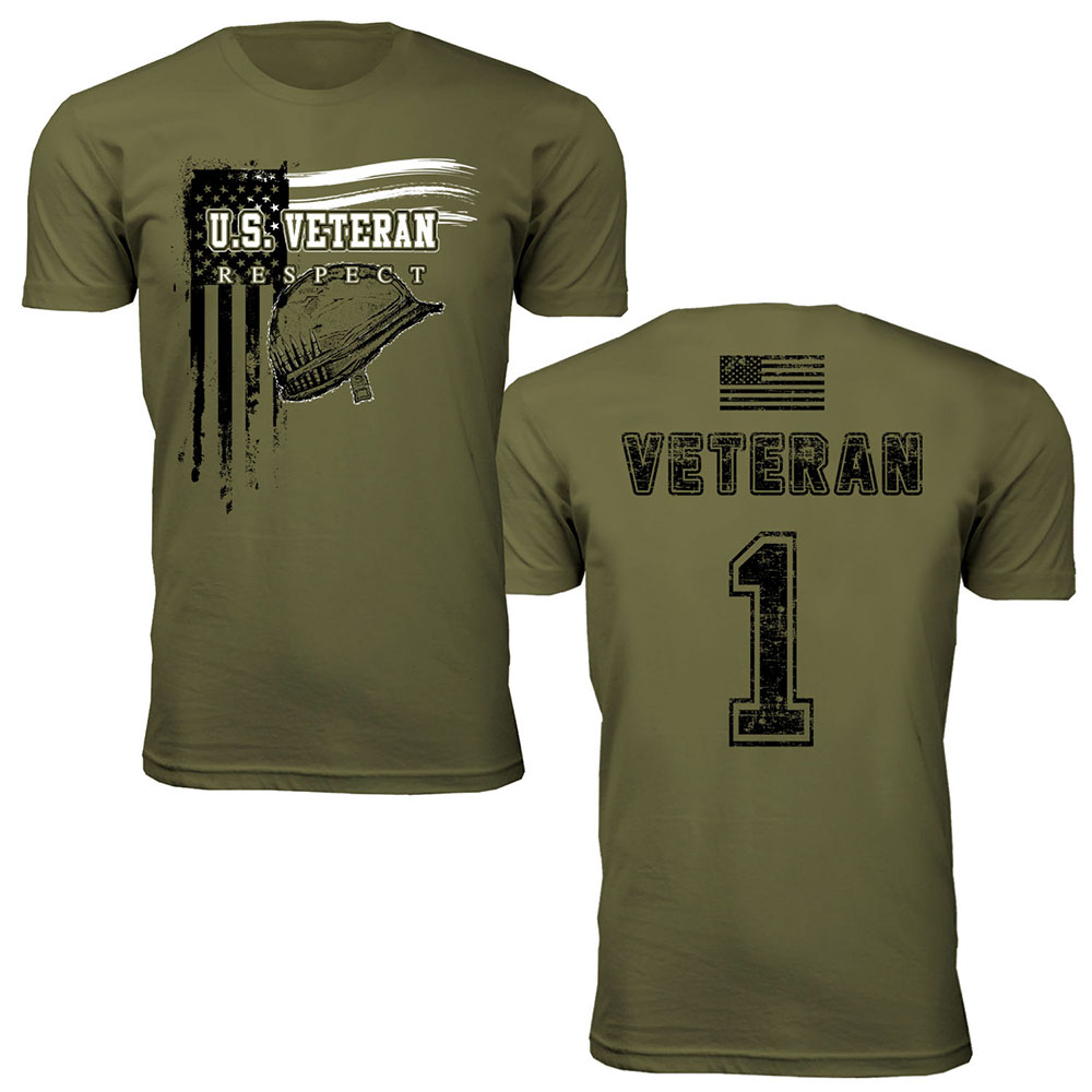 Men's Support Our U.S. Veterans T-Shirt - U.S. Veteran Respect - Military Green / L