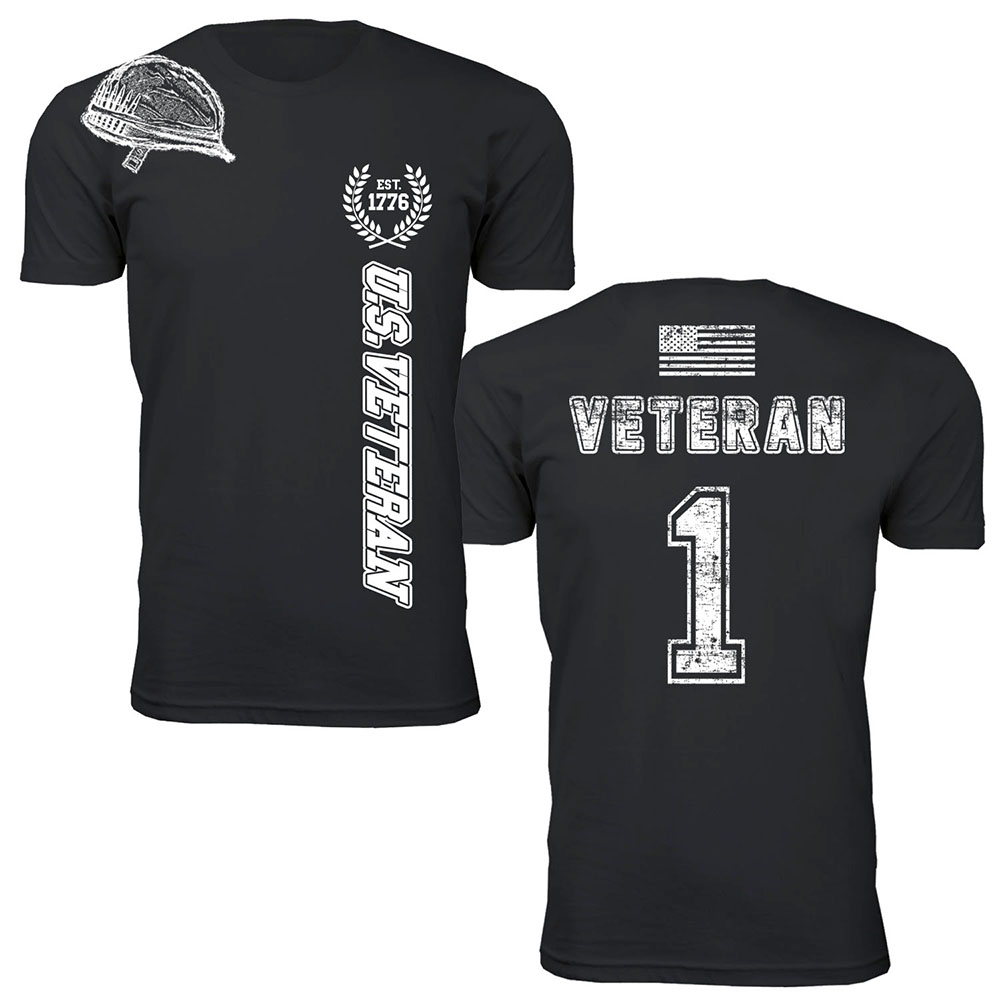 Men's Support Our U.S. Veterans T-Shirt - Shoulder Helmet - Black / 2XL
