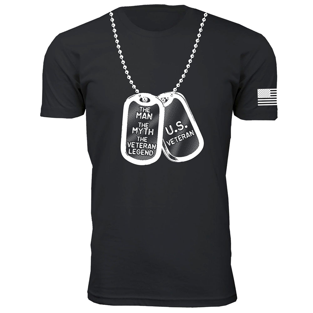 Men's Support Our U.S. Veterans T-Shirt - U.S. Veteran Dog Tag - Black / 2XL