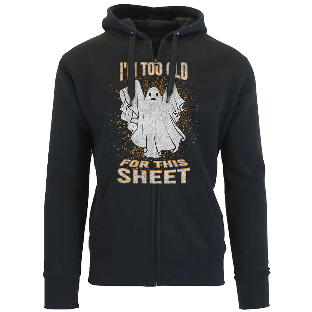 Men's Halloween Zip-up Hoodie Sweatshirts - I'm Too Old For This Sheet - Black / M