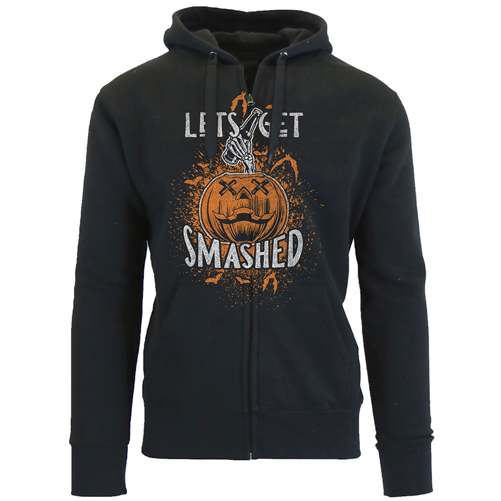 Men's Halloween Zip-up Hoodie Sweatshirts - Lets Get Smashed - Black / L