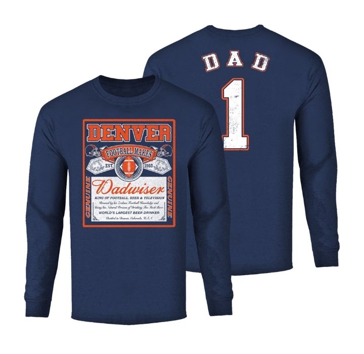 Men's Dadwiser Football Long Sleeve Shirt - Denver - Navy / L