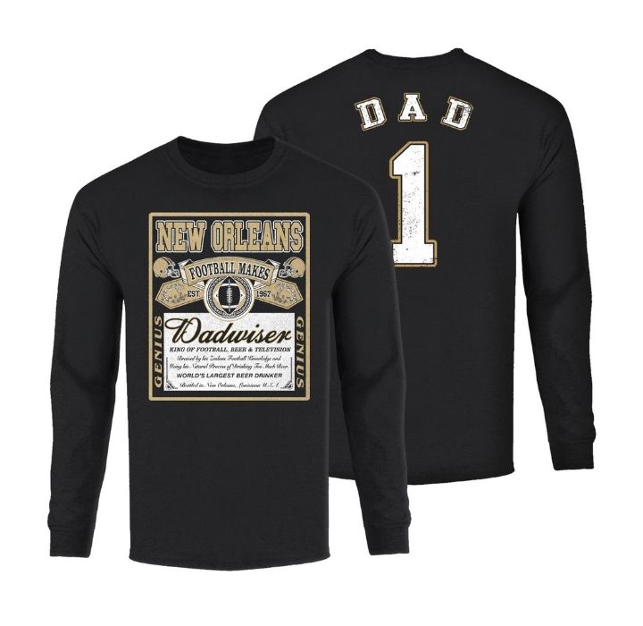 Men's Dadwiser Football Long Sleeve Shirt - New Orleans - Black / S