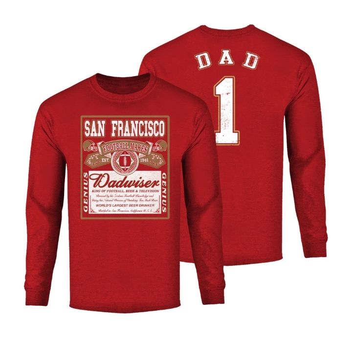Men's Dadwiser Football Long Sleeve Shirt - San Francisco - Red / XL