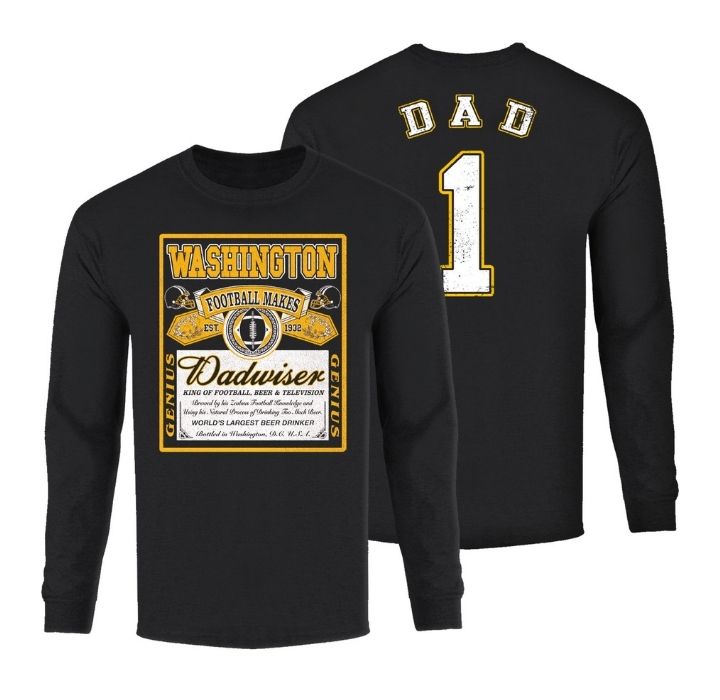Men's Dadwiser Football Long Sleeve Shirt - Washington - Black / 2XL