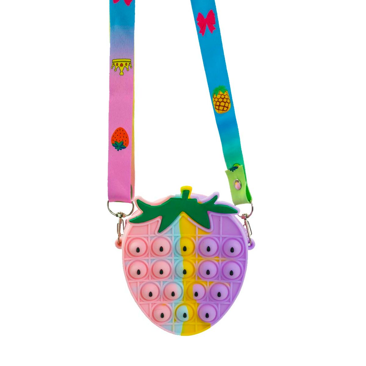 Kids' Fruity Pop-it Bubble Fidget Handbag - Strawberry