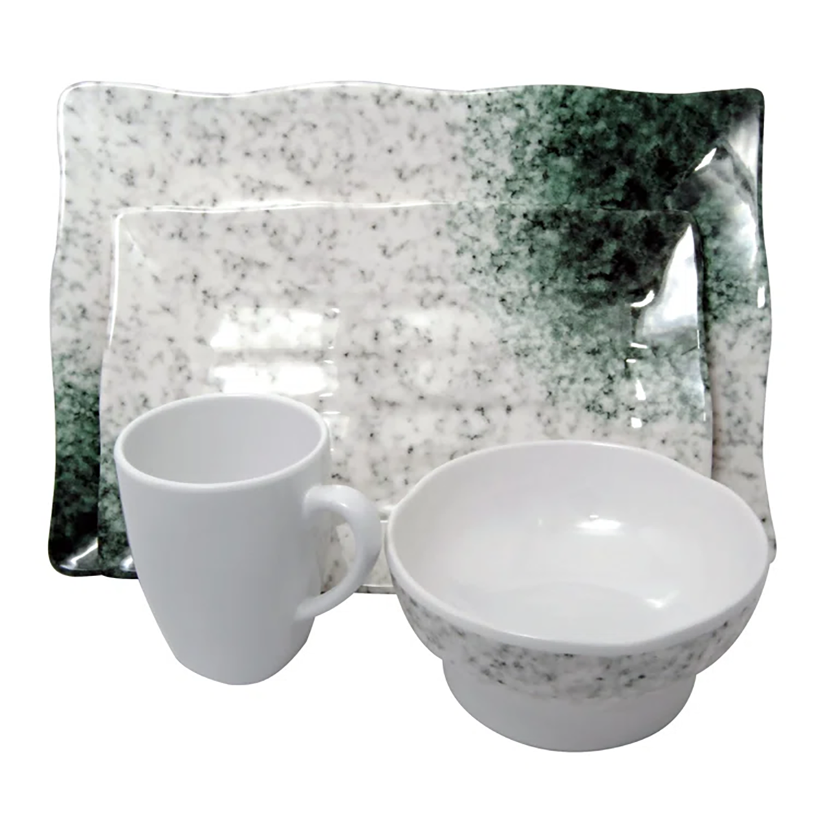Le Chef™ Marble Melamine 4-Piece Dinner Set - SQUARE