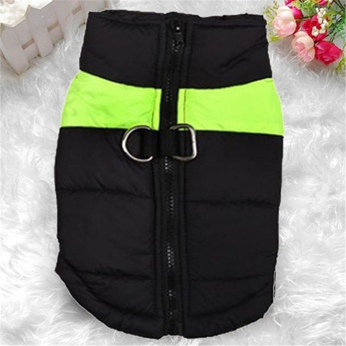 Waterproof Dog Winter Jacket/Harness - Green / M