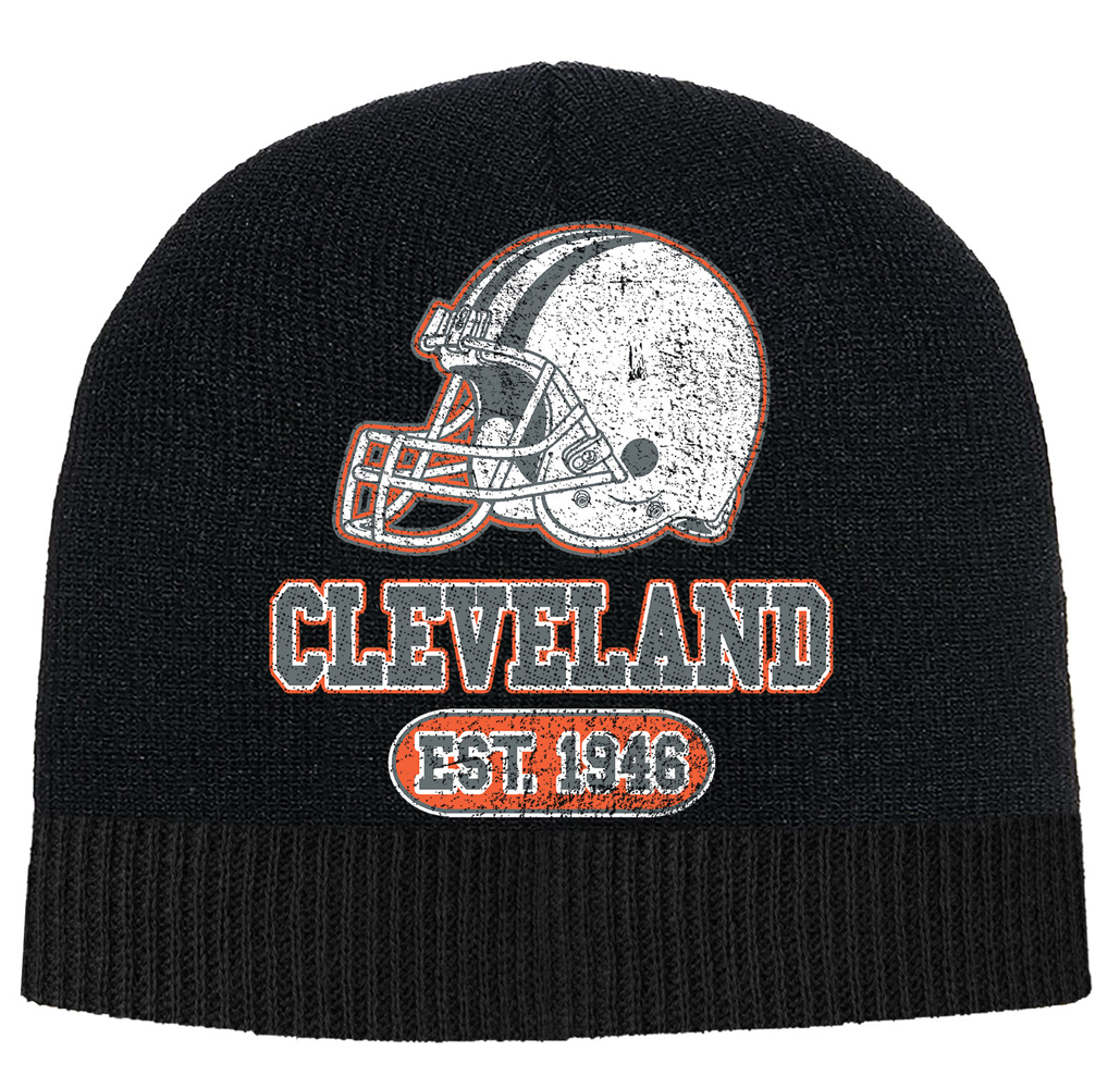 Game Day Football Beanie - Cleveland - Black