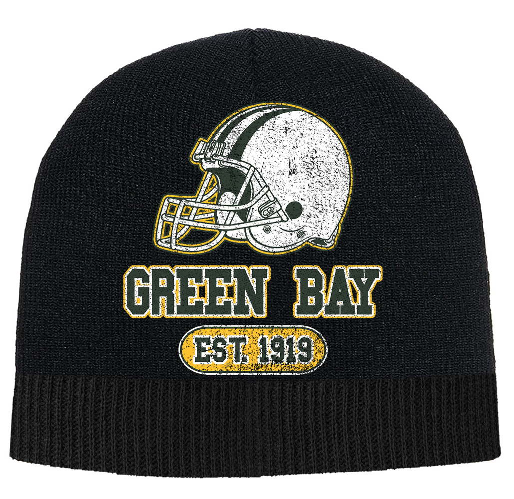 Game Day Football Beanie - Green Bay - Black