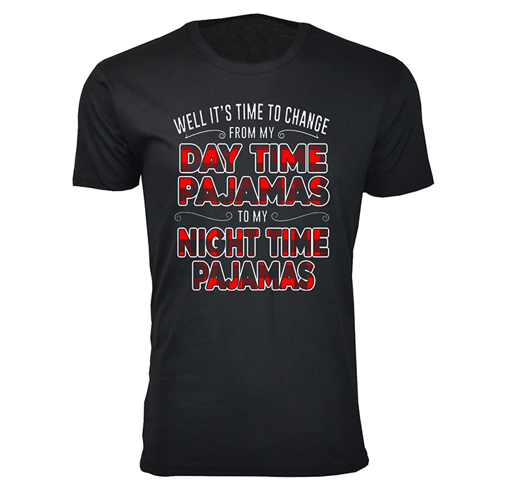 Men's Social Distancing Themed T-Shirts - Day Time Pajamas Night Time Pajamas - Black / L