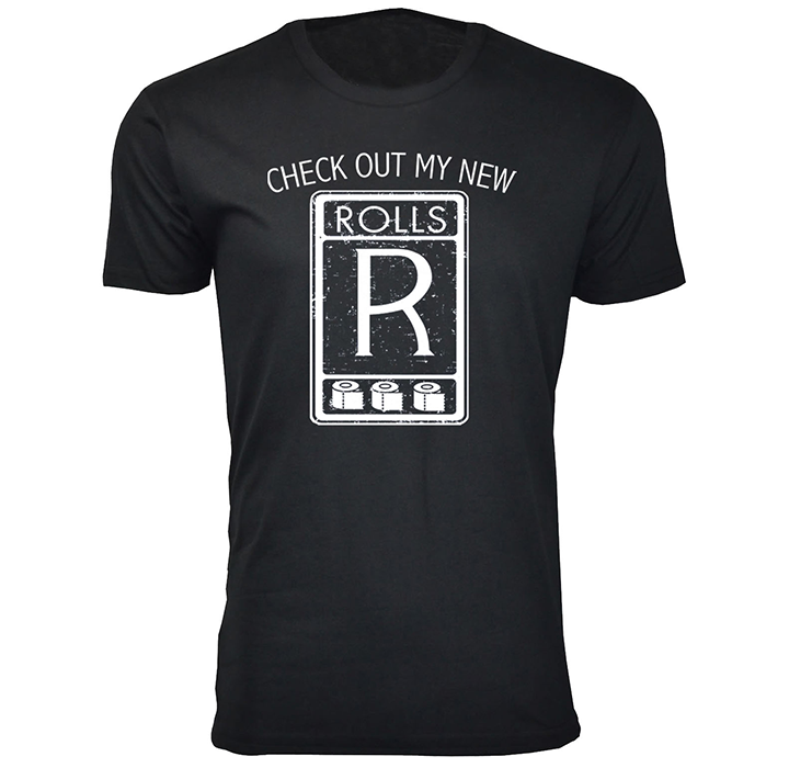 Men's Social Distancing Themed T-Shirts - Check Out My New Rolls - Black / 2XL