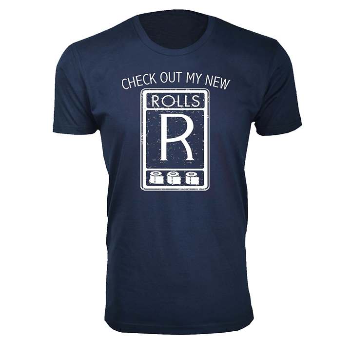 Men's Social Distancing Themed T-Shirts - Check Out My New Rolls - Navy / XL