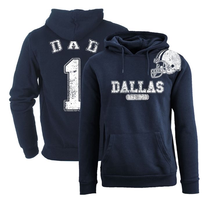 Men's #1 Dad Football Helmet Pull Over Hoodie - Dallas - Navy / XL