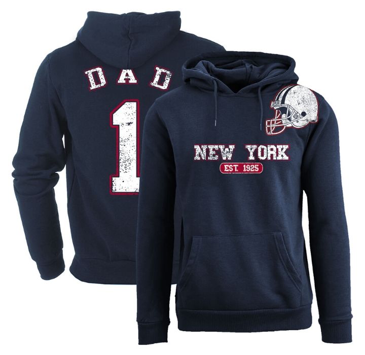 Men's #1 Dad Football Helmet Pull Over Hoodie - New York - Navy / L