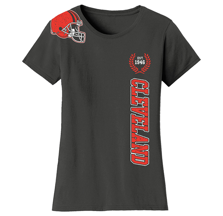 Women's Football Home Team T-Shirt - Cleveland - Charcoal / S