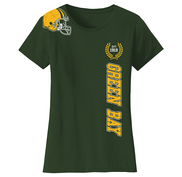 Women's Football Home Team T-Shirt - Green Bay - Forest Green / S