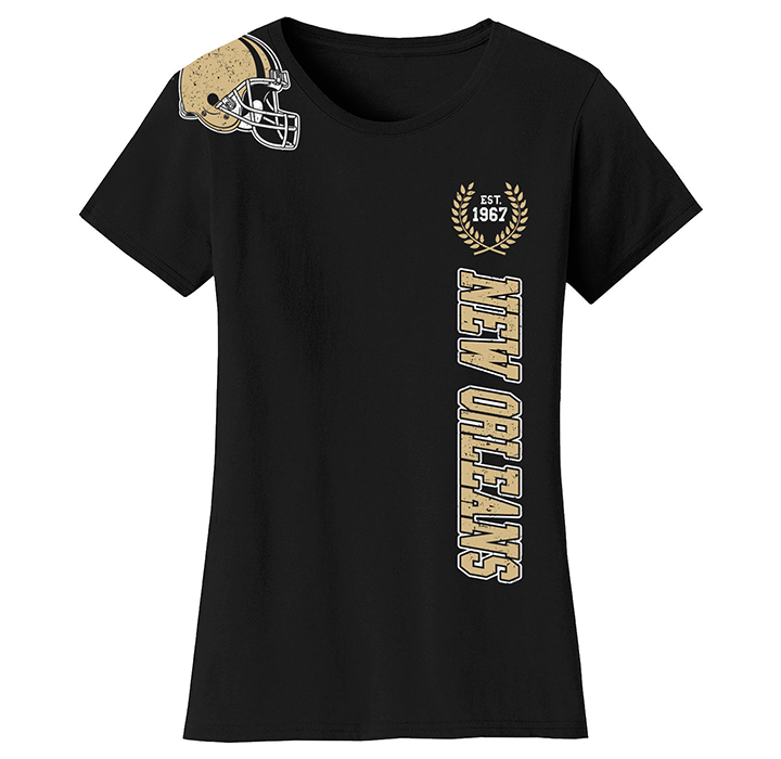 Women's Football Home Team T-Shirt - New Orleans - Black / S
