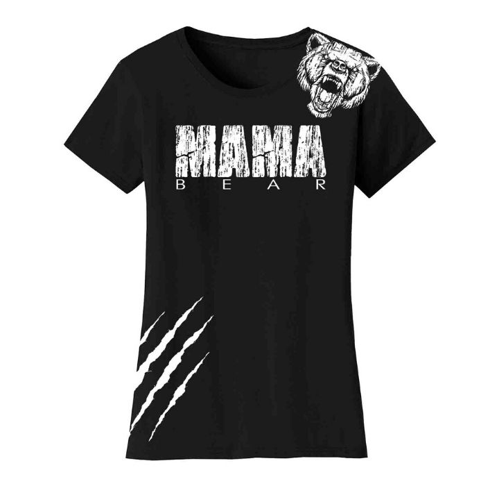 Women's Mama Bear T-Shirt - MAMA Bear Scratch - Black / S
