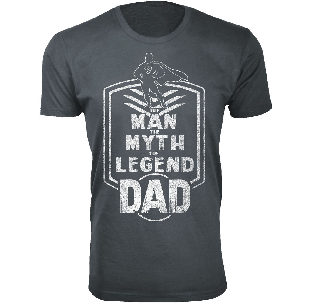 Men's Humorous Cotton Crew Neck T-Shirts - Dad Badge - Charcoal / S