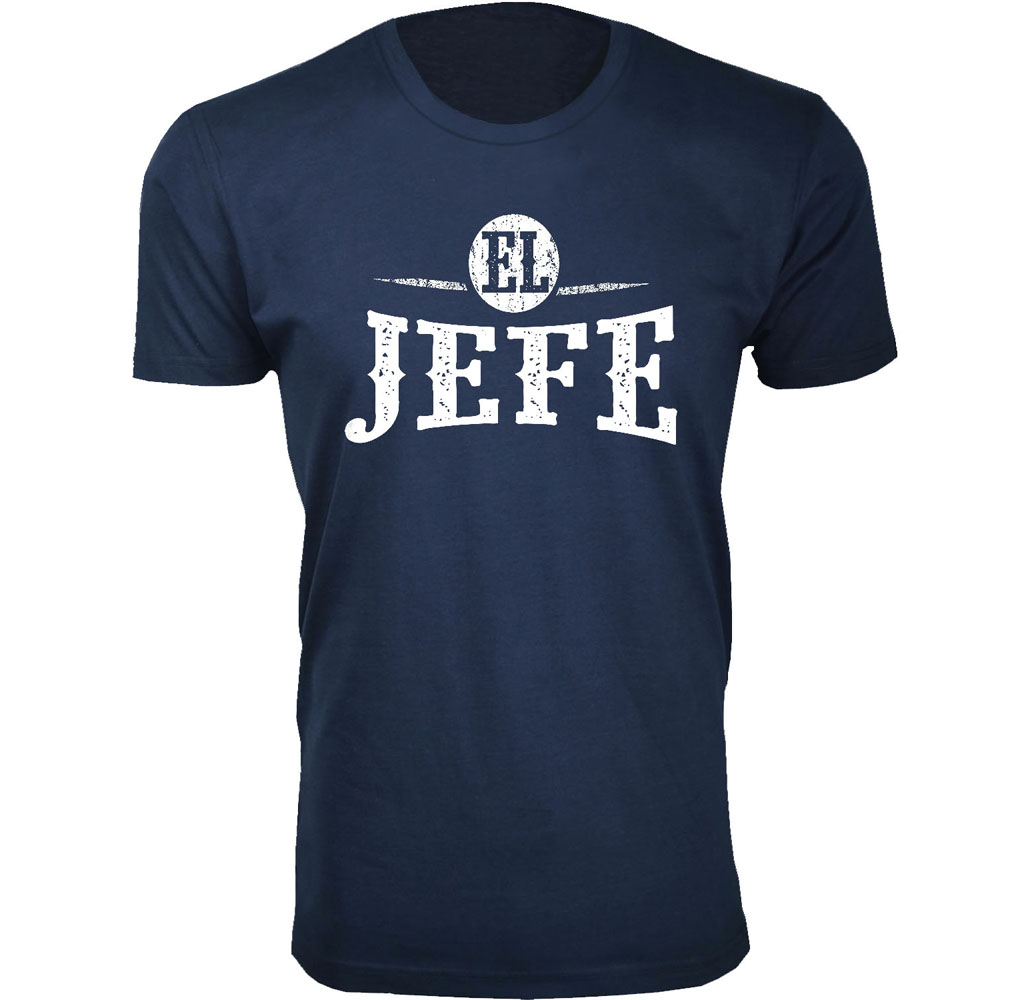 Men's Humorous Cotton Crew Neck T-Shirts - EL JEFE - Navy / M