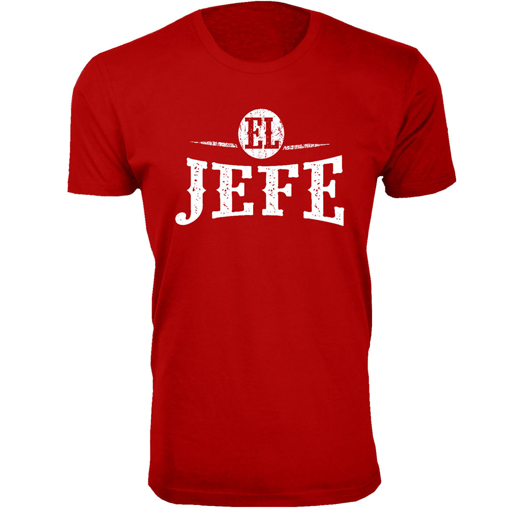 Men's Humorous Cotton Crew Neck T-Shirts - EL JEFE - Red / XL