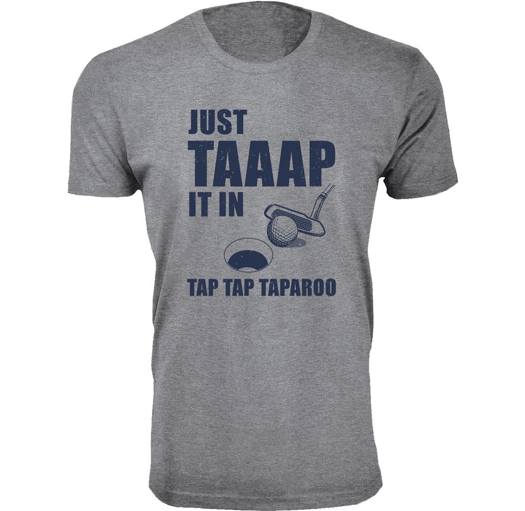 Men's Funny Golf T-Shirts - Tap Tap Taparoo - Heather Grey / L