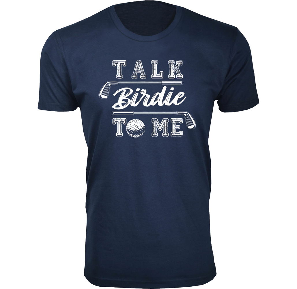 Men's Funny Golf T-Shirts - Talk Birdie to Me - Navy / M