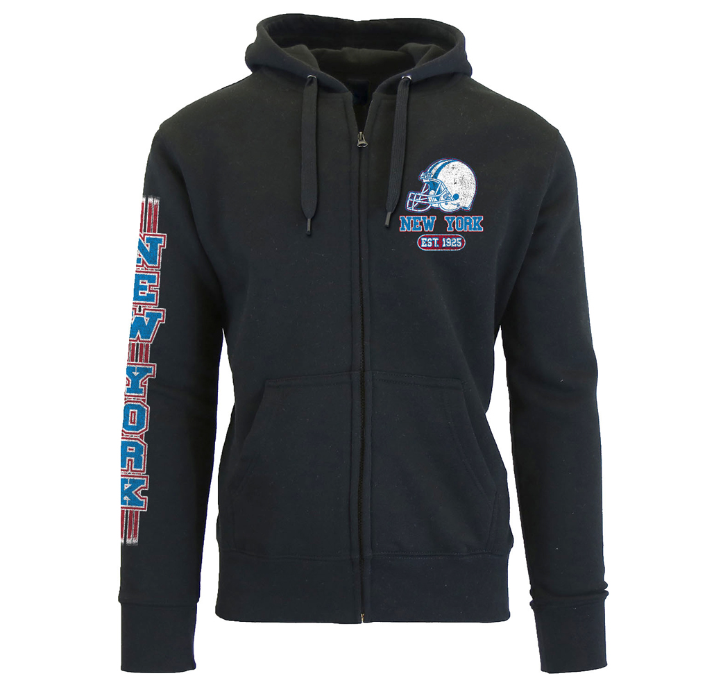 Men's Game Day Football Zip Up Hoodie - New York - Black / S