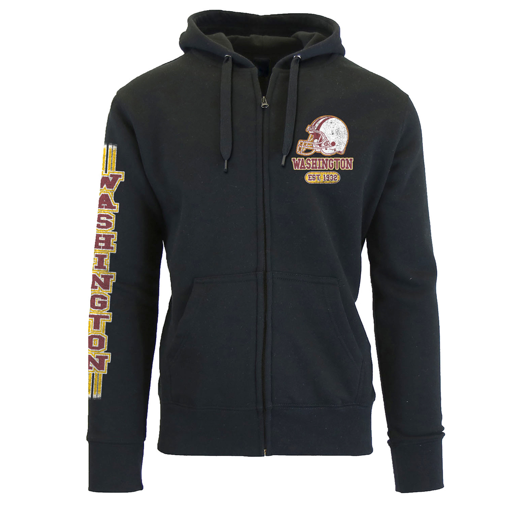 Men's Game Day Football Zip Up Hoodie - Washington - Black / S
