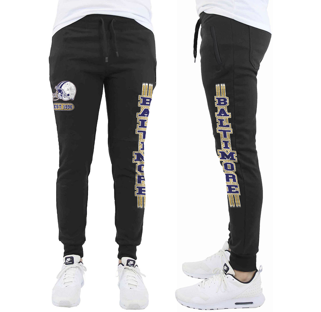 Men's Football Jogger Sweatpants - Men's Awesome Football Jogger Sweatpants - Baltimore - Black / L