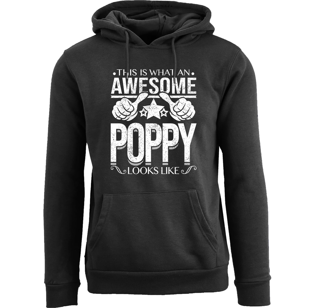 Men's Awesome Dad/Grandpa Pull-Over Hoodie - Poppy - Black / M