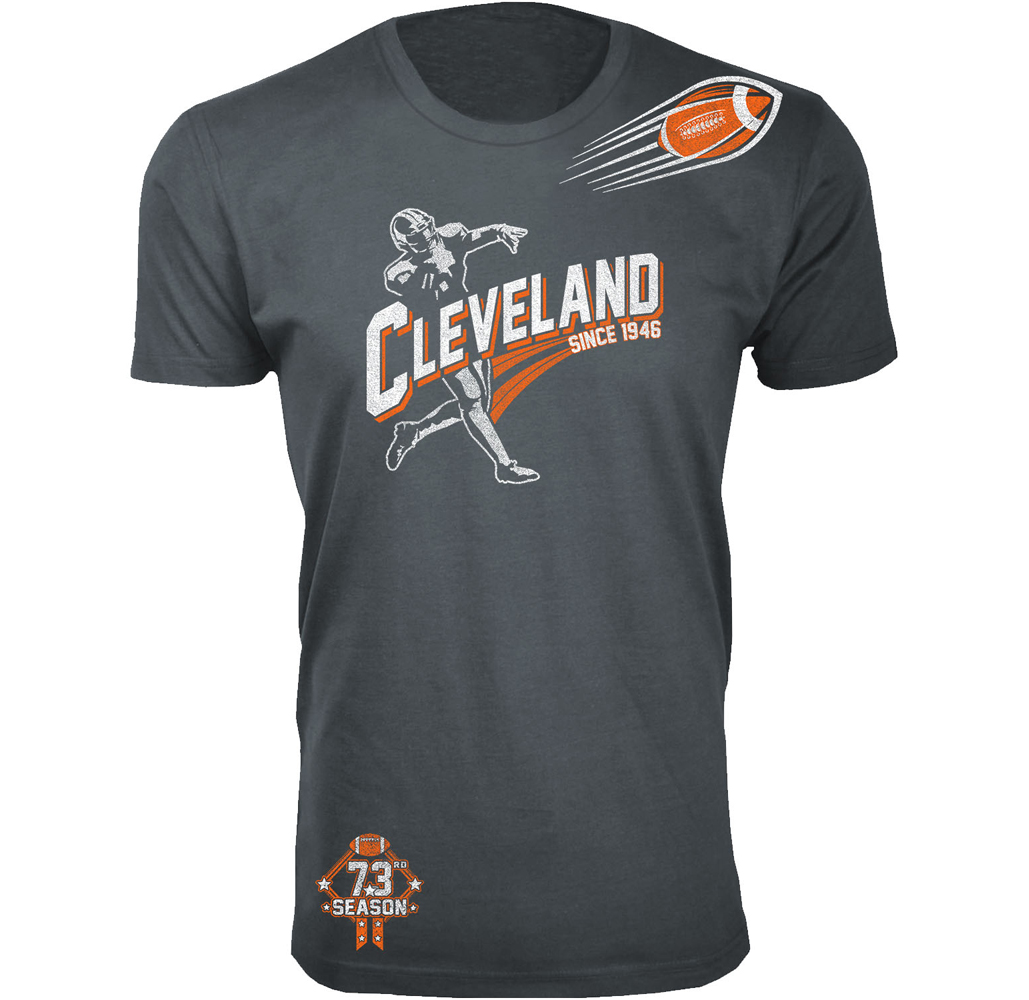 Men's Football Theme T-Shirt - Men's Ballers Football T-Shirts (Extended Sizes Available) - Cleveland - Charcoal / L