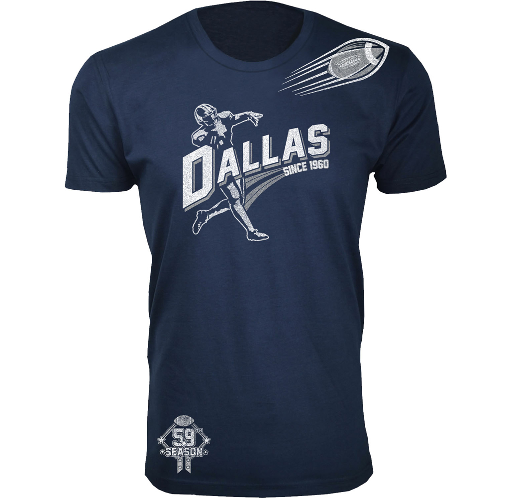 Men's Football Theme T-Shirt - Men's Ballers Football T-Shirts (Extended Sizes Available) - Dallas - Navy / S