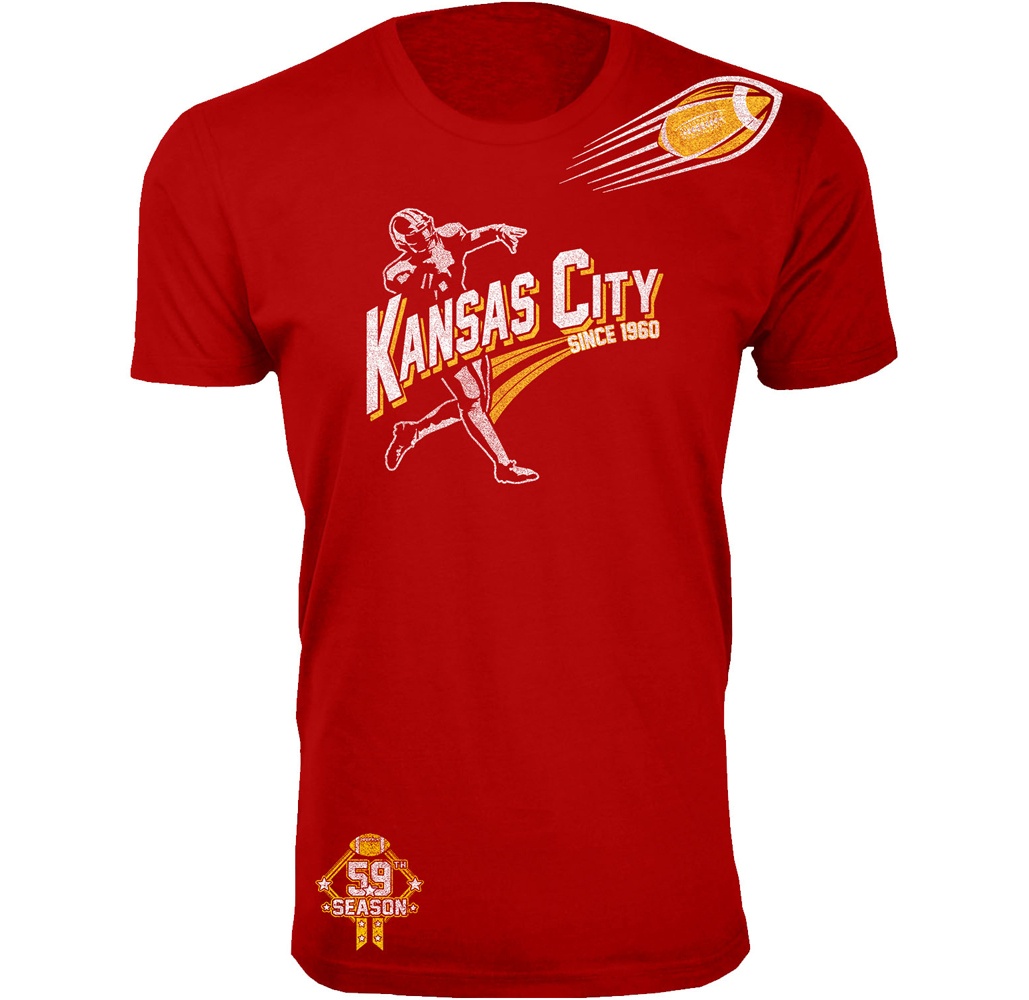 Men's Football Theme T-Shirt - Men's Ballers Football T-Shirts (Extended Sizes Available) - Kansas City - Red / 3XL