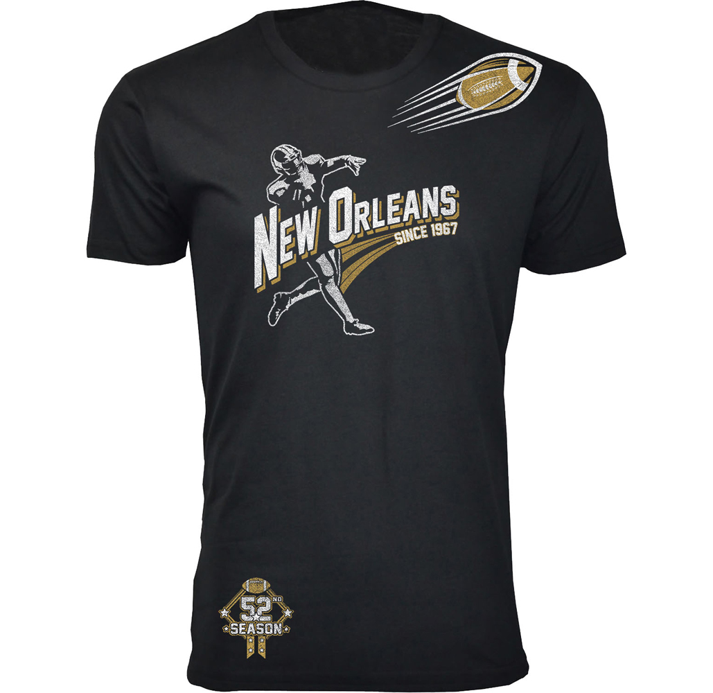 Men's Football Theme T-Shirt - Men's Ballers Football T-Shirts (Extended Sizes Available) - New Orleans - Black / XL