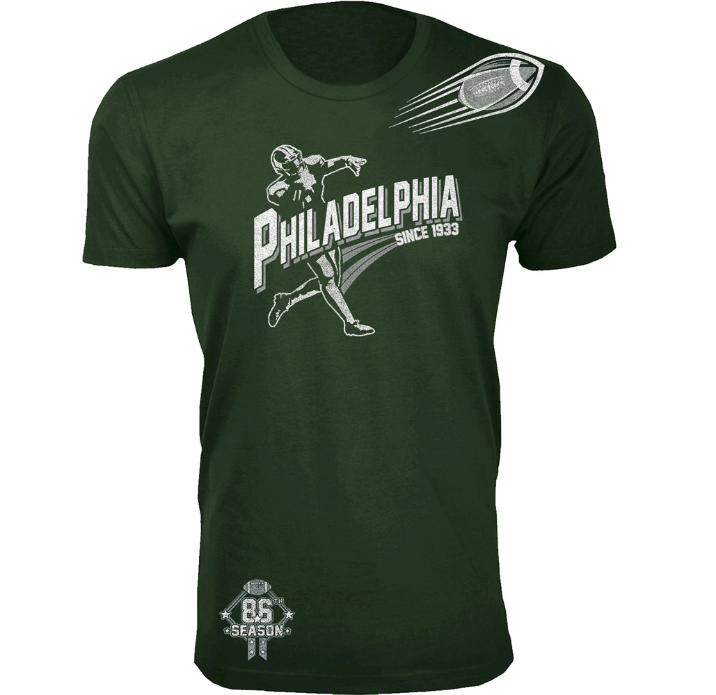 Men's Football Theme T-Shirt - Men's Ballers Football T-Shirts (Extended Sizes Available) - Philadelphia - Forest Green / 3XL
