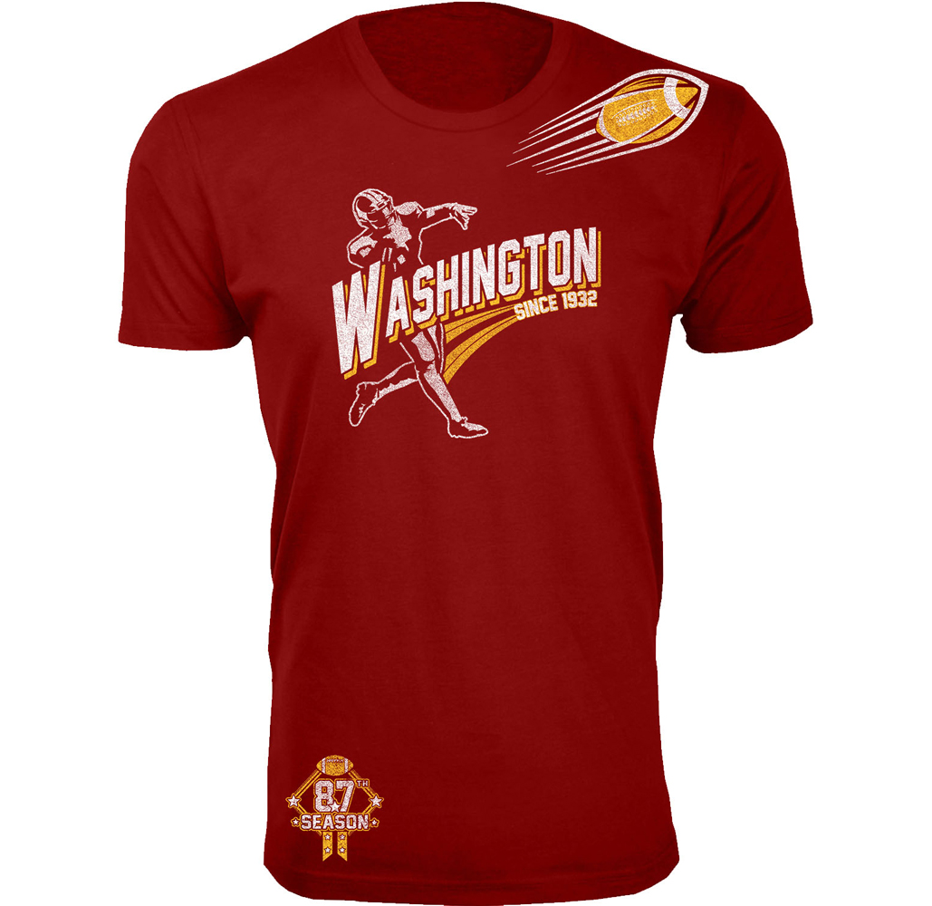 Men's Football Theme T-Shirt - Men's Ballers Football T-Shirts (Extended Sizes Available) - Washington - Burgundy / XL