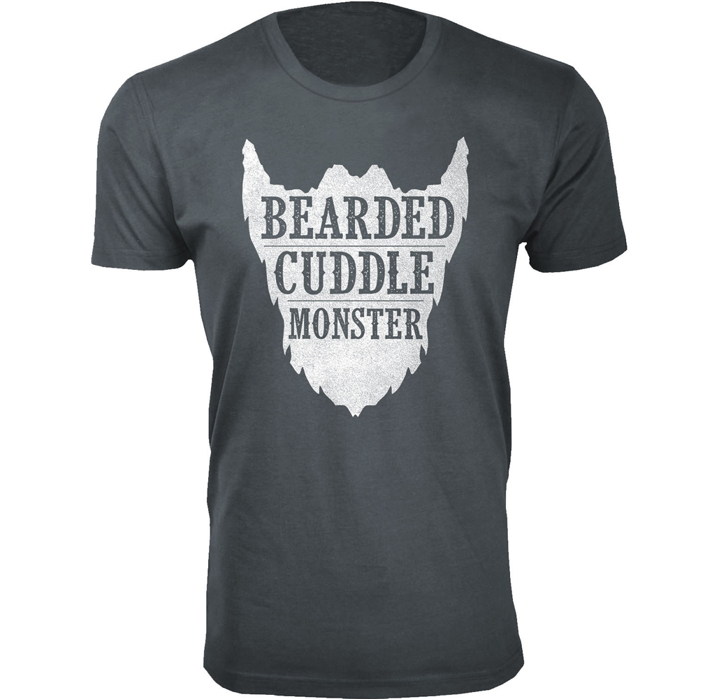Men's Beard Humor T-shirts - Bearded Cuddle Monster - Charcoal / 2XL