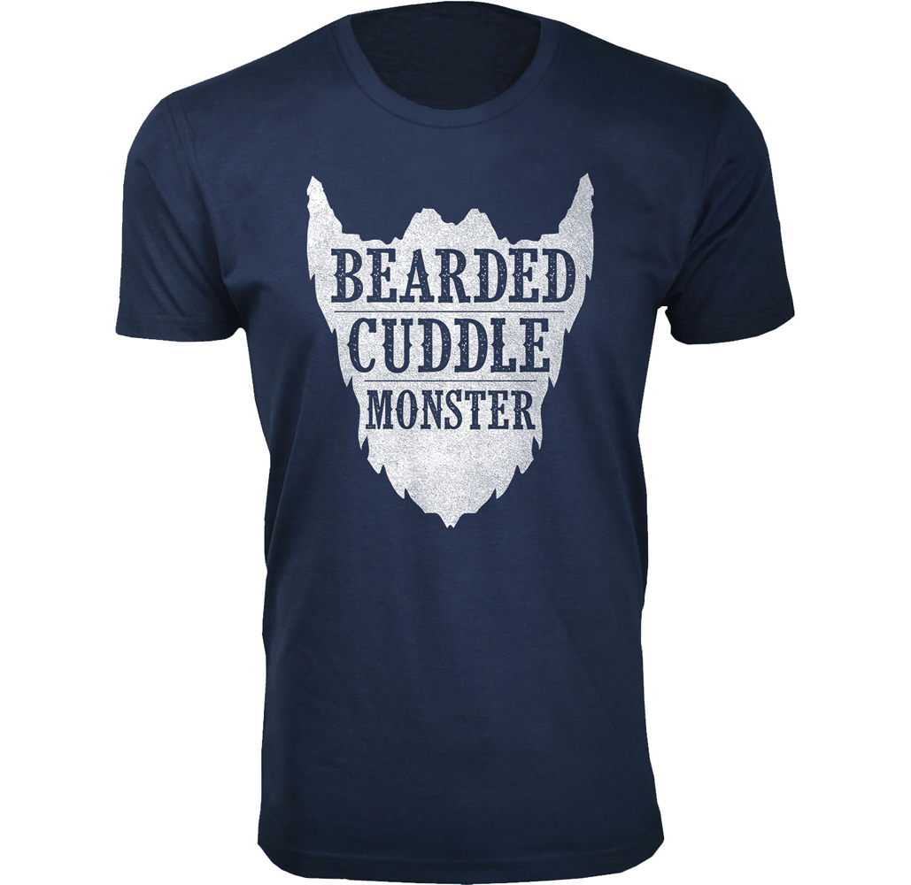 Men's Beard Humor T-shirts - Bearded Cuddle Monster - Navy / S