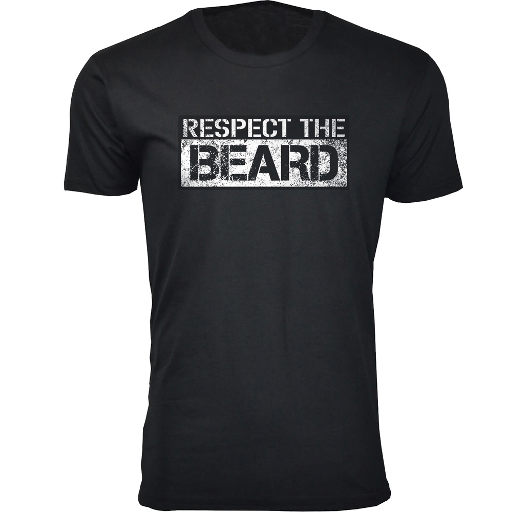 Men's Beard Humor T-shirts - Respect the Beard - Black / L