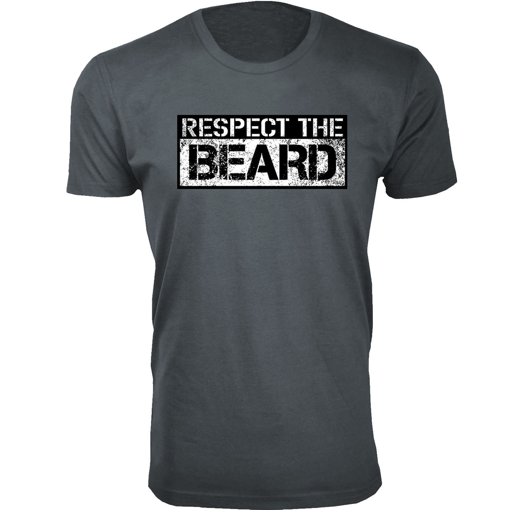 Men's Beard Humor T-shirts - Respect the Beard - Charcoal / 2XL