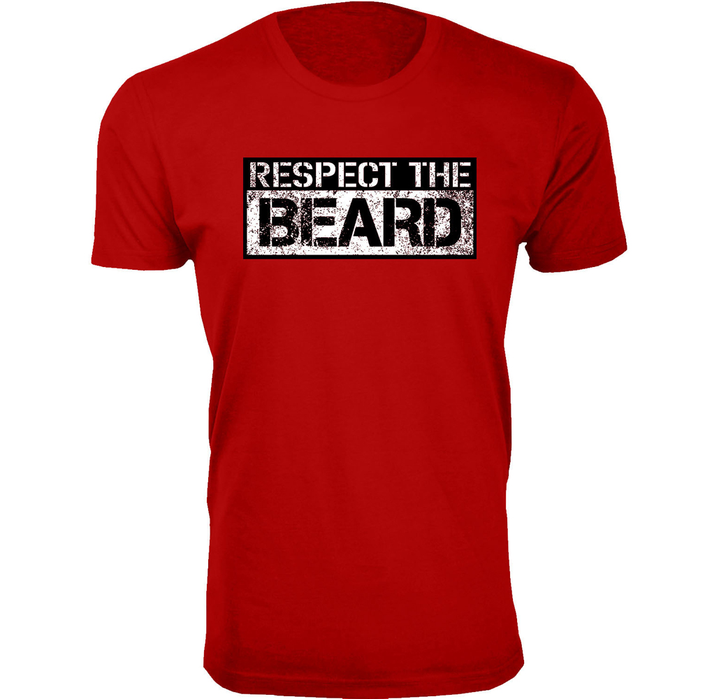Men's Beard Humor T-shirts - Respect the Beard - Red / 2XL