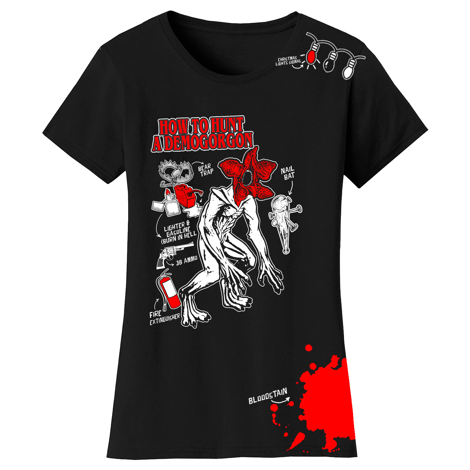 Women's Best of Stranger Things T-shirts - How to Hunt a Demogorgon - Black / XL
