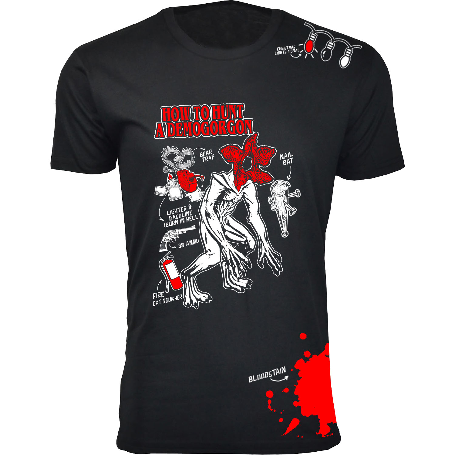 Men's Best of Stranger Things T-shirts - How to Hunt a Demogorgon - Black / M