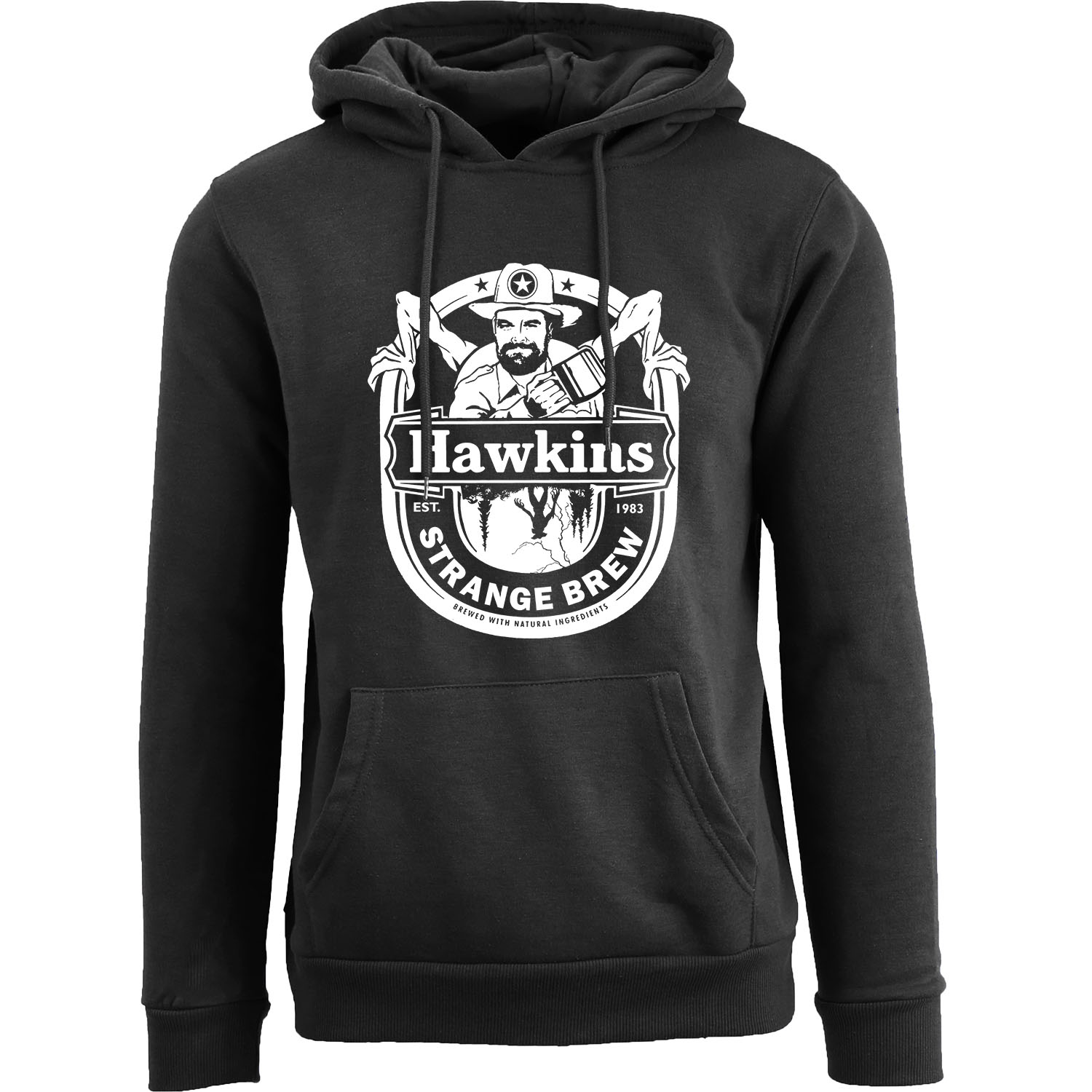 Stranger Things Themed Pullover Hoodie - Hawkins Strange Brew - Black / S